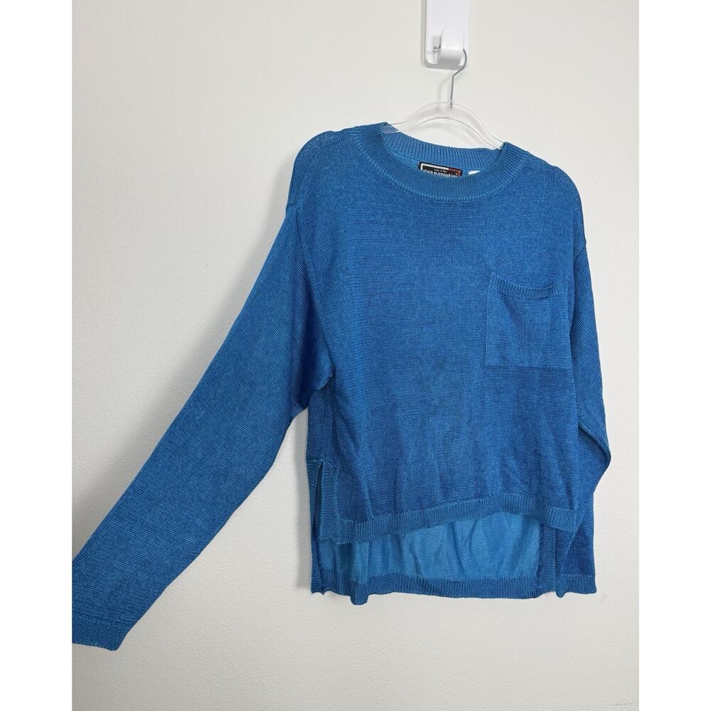 Alain Manoukian Italy Teal Viscose Sweater Womens Medium Blue Knit Elevated Chic